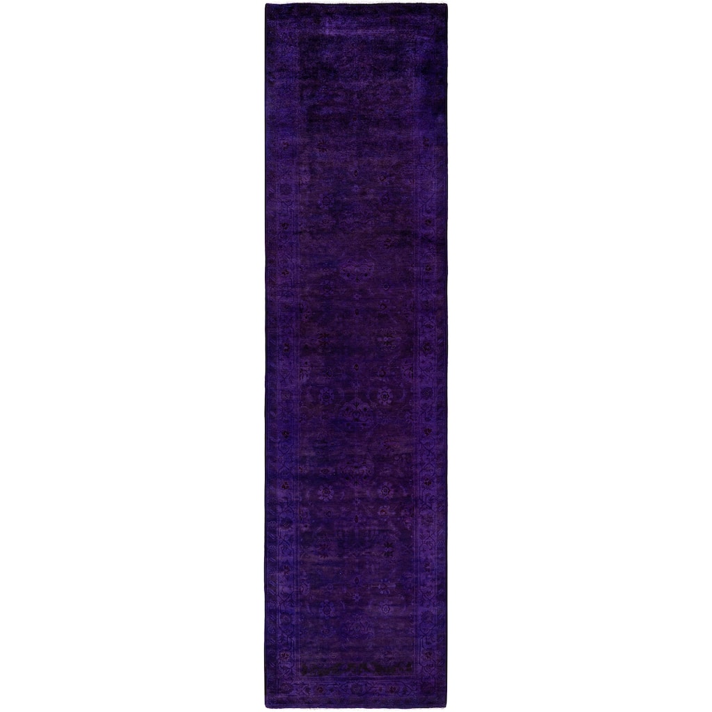 Overdyed One-of-a-Kind Hand-Knotted Area Rug - Purple - 3' 1" x 12' 2"