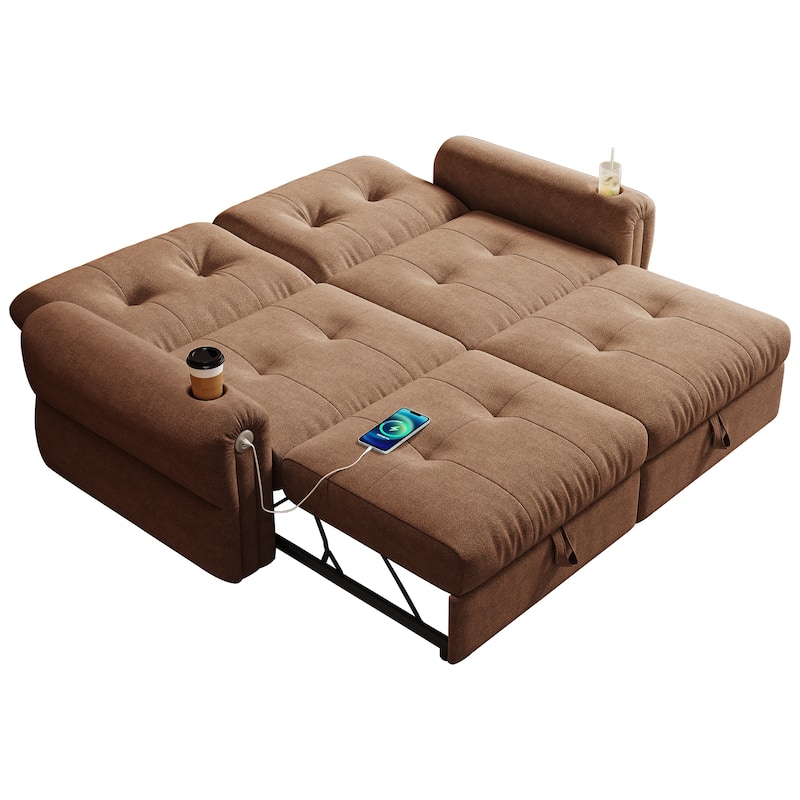 GDFStudio - Chenille Convertible 2-Seater 74" Sofa Bed