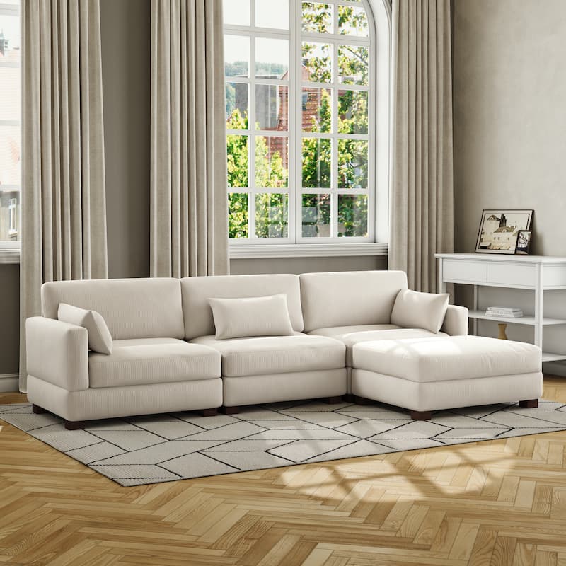 Corduroy Upholstered Modular Sectional Sofa for Living Room