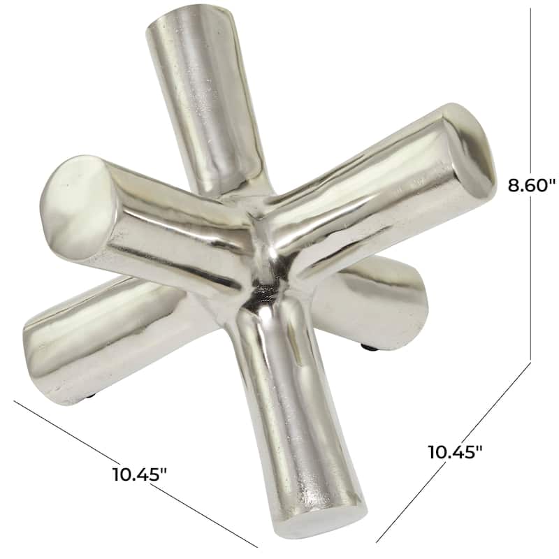 Sleek Aluminum Metal Jack Abstract Sculpture - Gold, Silver, Black