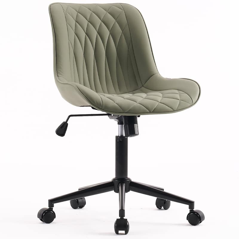 Modern Office Chair, Leather Swivel Office Chair for Home Office - Green