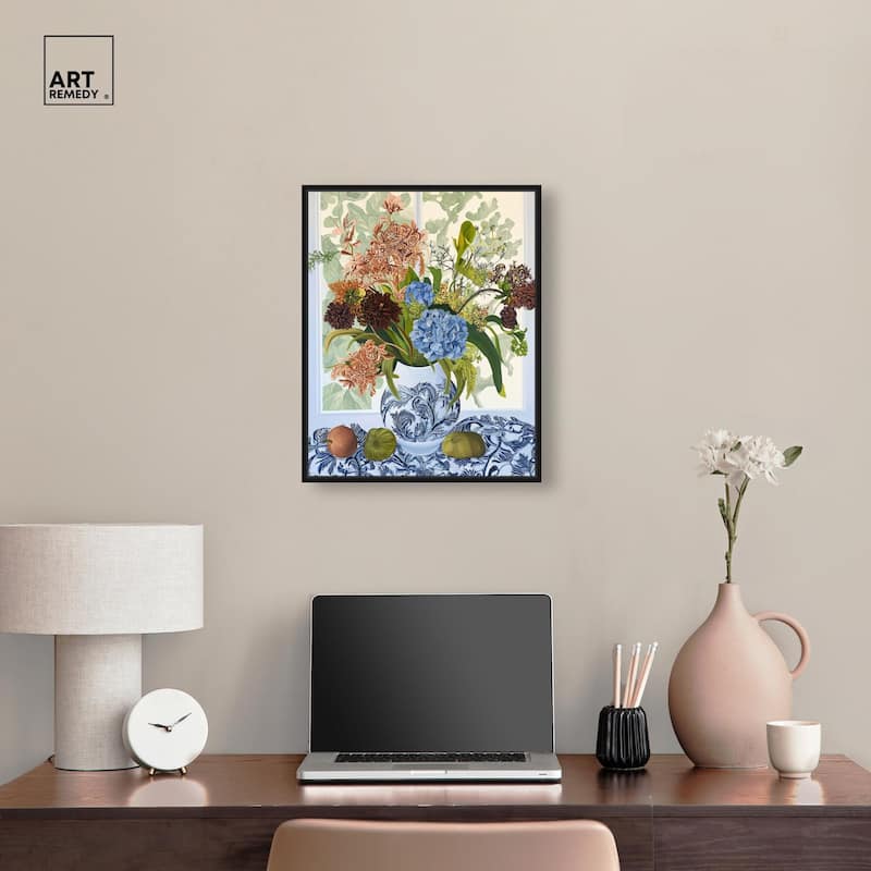 Blue Vase Bounty Canvas by Art Remedy