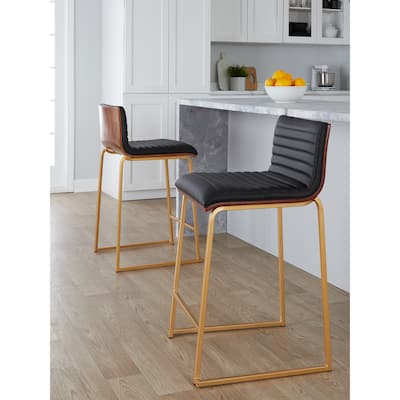 Silver Orchid Magda 26" Fixed-Height Upholstered Counter Stool (Set of 2)
