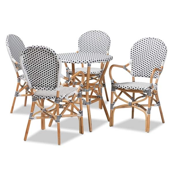 slide 3 of 12, Naila French Provincial Plastic Weaving/ Rattan Indoor/ Outdoor Dining Set(5PC) Black, White, Brown