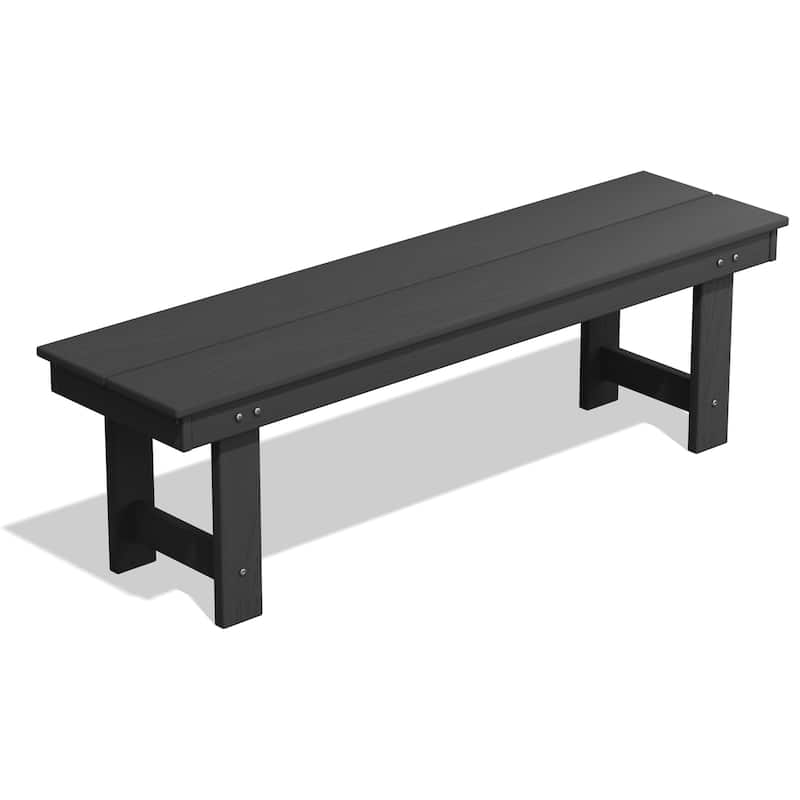 6-Piece HDPE Outdoor Dining Table Sets with Umbrella Hole - 1-Table 4-Chairs-1-Bench