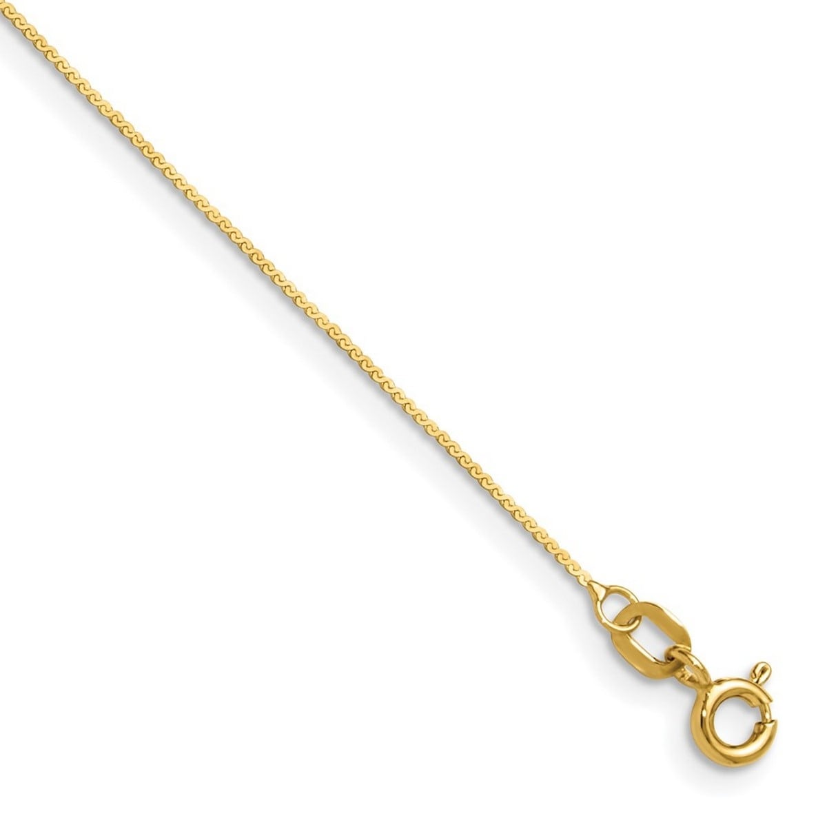 Curata 14k Yellow Gold 0.8mm Serpentina Chain Bracelet