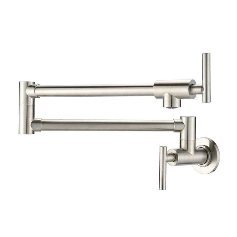 Double Handle Single Hole Wall Mounted Pot Filler Faucet - 25.98-in L x 8.66-in H