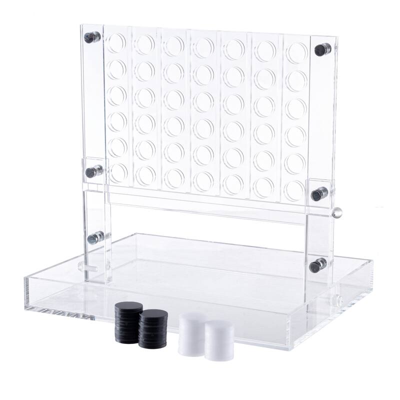 Acrylic 4 in a Row Game – Fun Strategy Game and Tabletop Decoration by Trademark Games (Black and White)