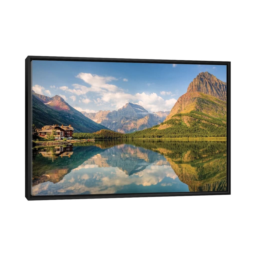 iCanvas "Many Glacier Hotel And Swiftcurrent Lake, Glacier National Park, Montana, USA" by Jamie & Judy Wild Framed Canvas Print