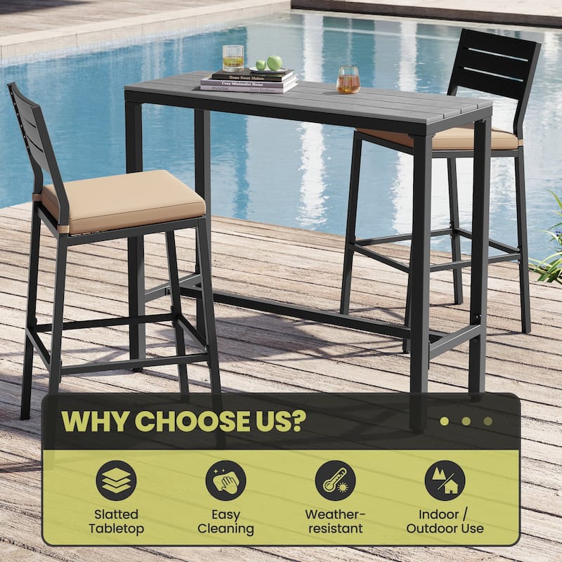 Crestlive Products Patio Outdoor Bar Table Rectangle Pub Table