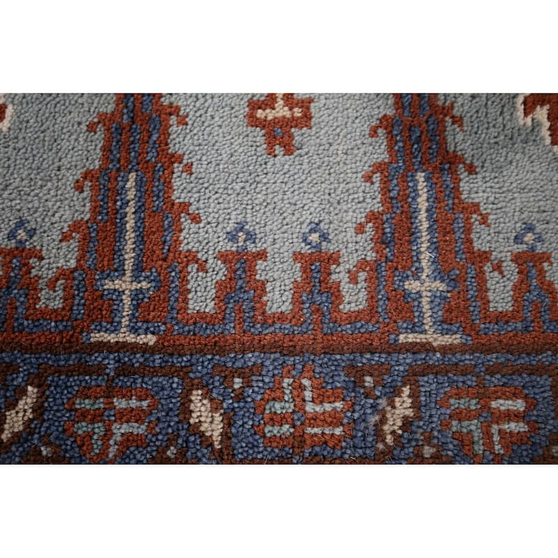 Geometric Viss Indian Runner Rug Hand-Knotted Wool Carpet - 2'6"x 9'7"