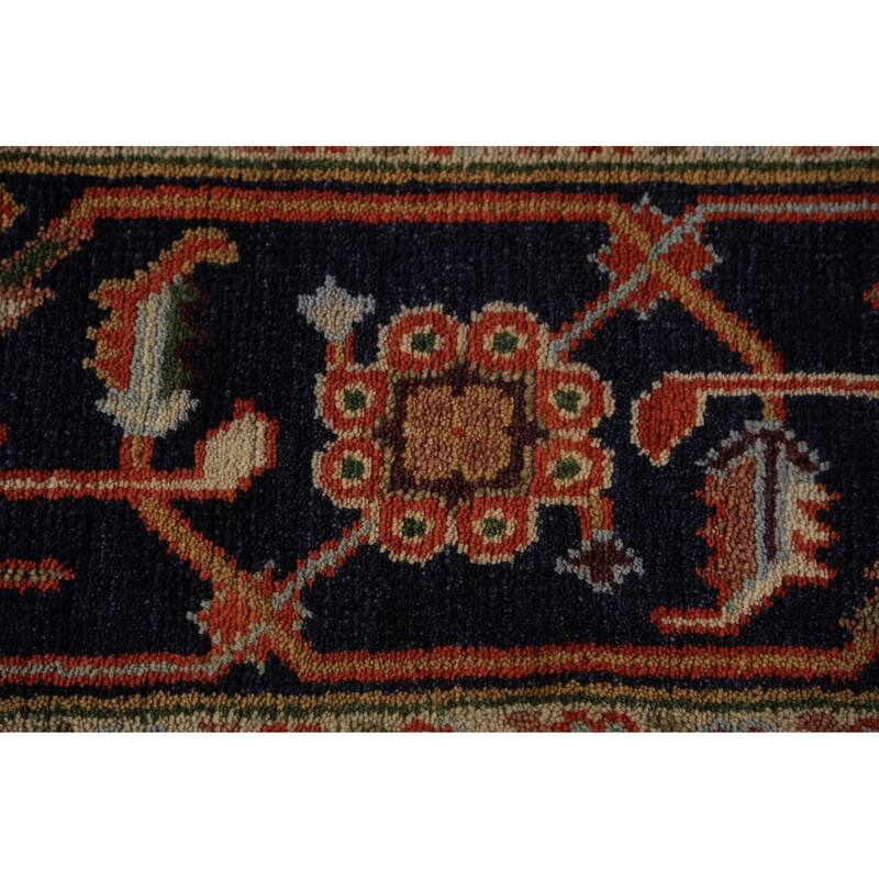 Orange Medallion Heriz Serapi Indian Area Rug Hand-Knotted Wool Carpet - 8'11"x 11'9"