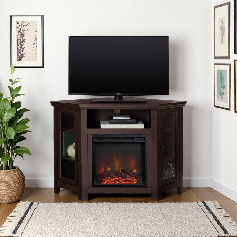 58-60" Fireplace TV Stand for 55-65" TVs w/ 18-23" Insert Farmhouse/Modern/Rustic Barn/Glass Doors Espresso/Grey/Brown/White Oak