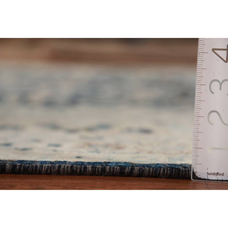Hand Knotted Oriental 100% Wool Carpet Traditional All-Over Navy Blue & Blues Ziegler Area Rug - 9' 9'' X 8' 3''