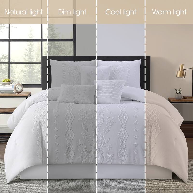 Nanshing Coleen 7 Piece Textured Botanical Comforter Set