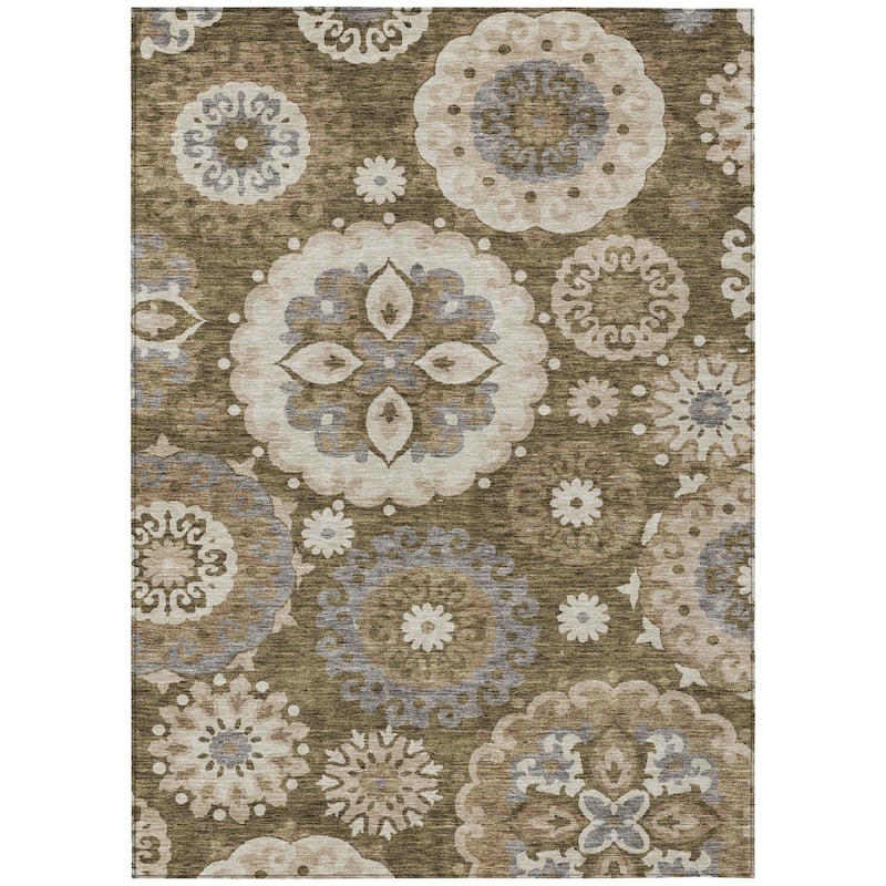 HomeRoots Floral Medallion Transitional Rectangle Outdoor Rug