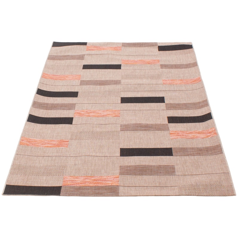 ECARPETGALLERY Machine Woven Lotus Mod Tan Polypropylene Rug - 5'1 x 7'7