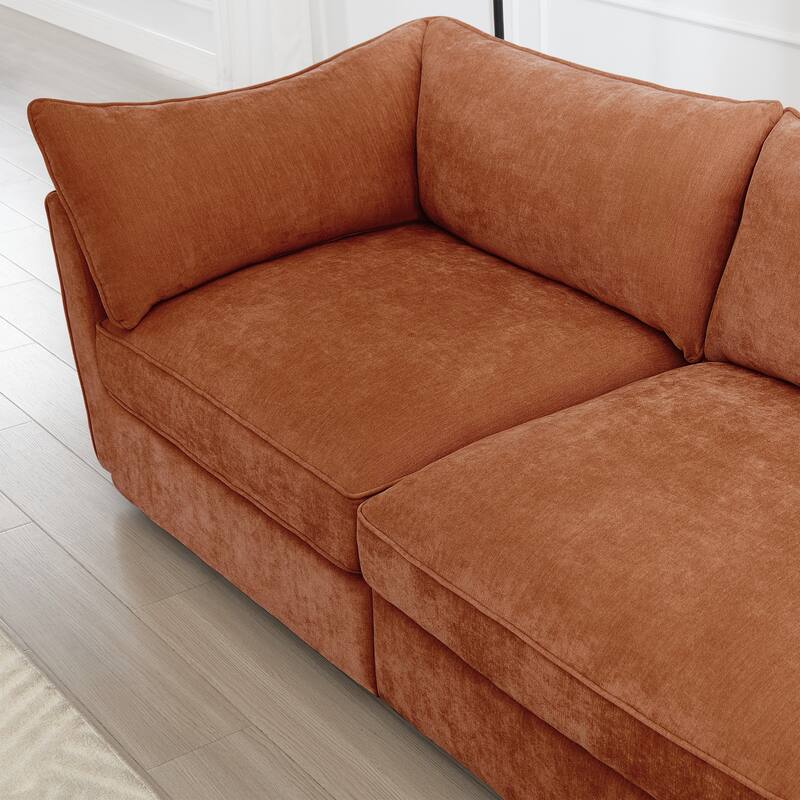 Modern Chenille Sectional Sofa Couch with Hidden Storage & 2 Ottoman