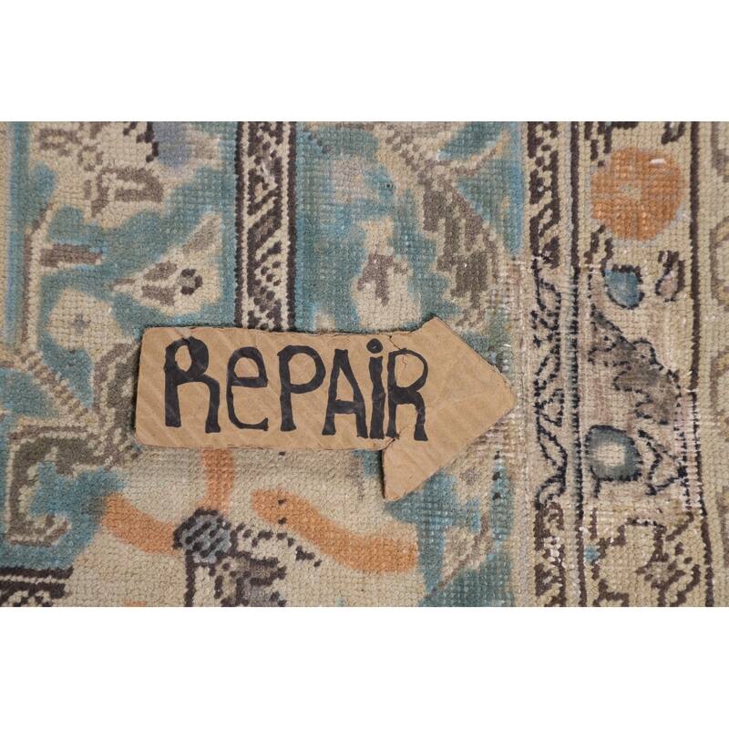 Blue Tabriz Persian Vintage Area Rug Handmade Bedroom Wool Carpet - 9'9" x 12'7"