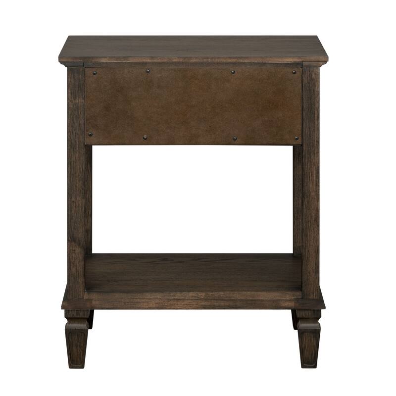 Victoria Bedside Table with Drawer and Open Shelf Antique Finish