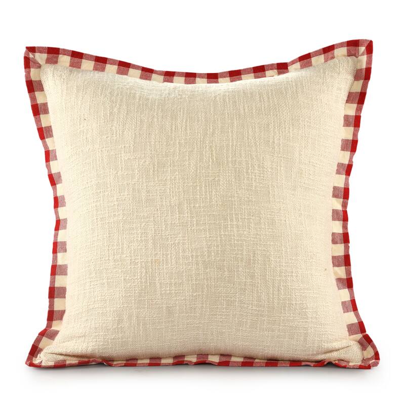 Sevita Buffalo Plaid Bordered Cotton Throw Pillow
