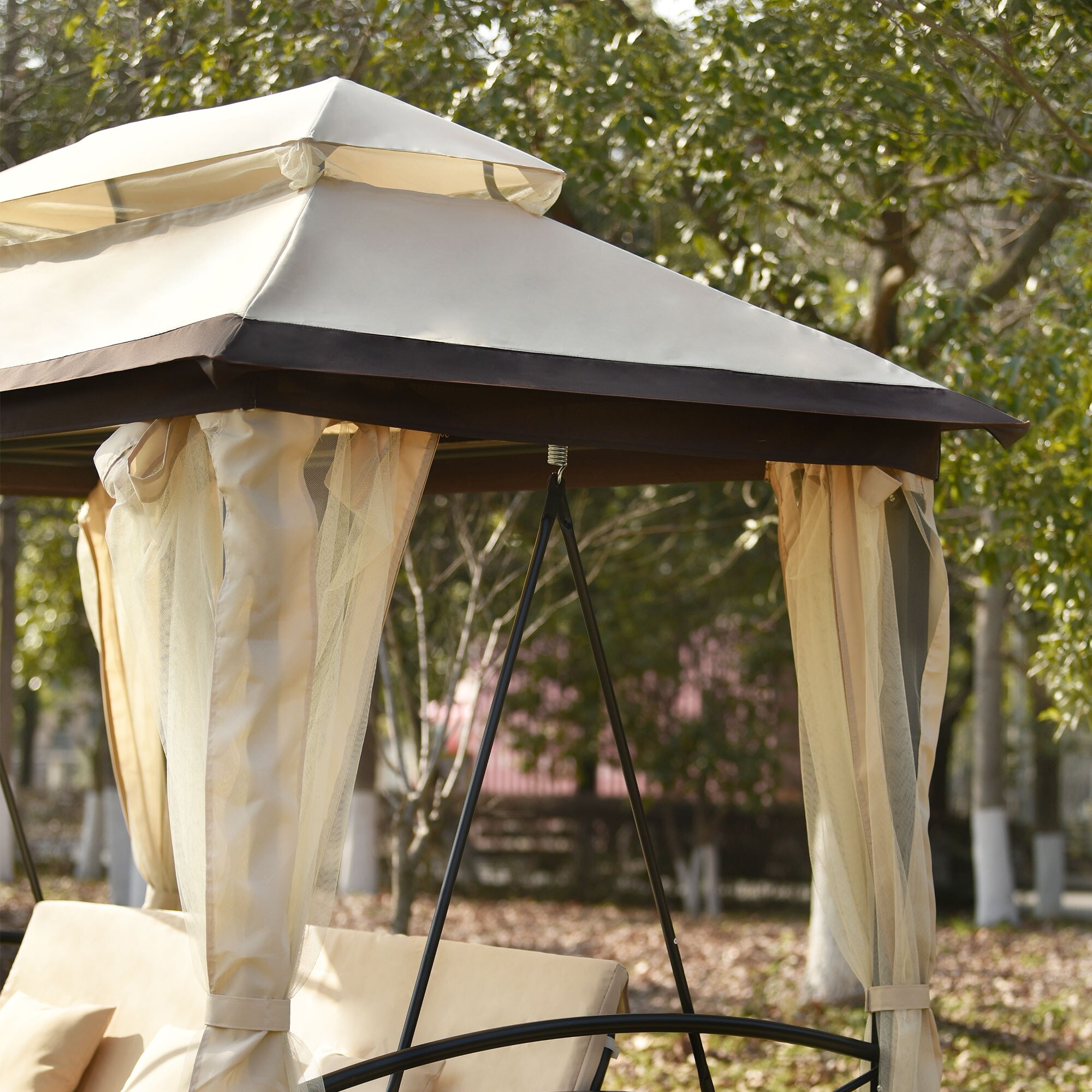 Outdoor patio daybed best sale canopy gazebo swing