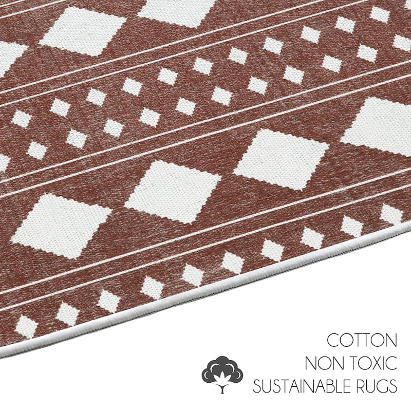 Sussexhome Heavy Duty Ultra Thin Non Slip Washable Cotton Indoor Rug - 2' x 3'