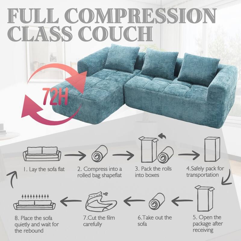 98.42" Modern Chenille L-shaped Modular Sectional Sofa with Chaise Lounge and Small Side Pockets