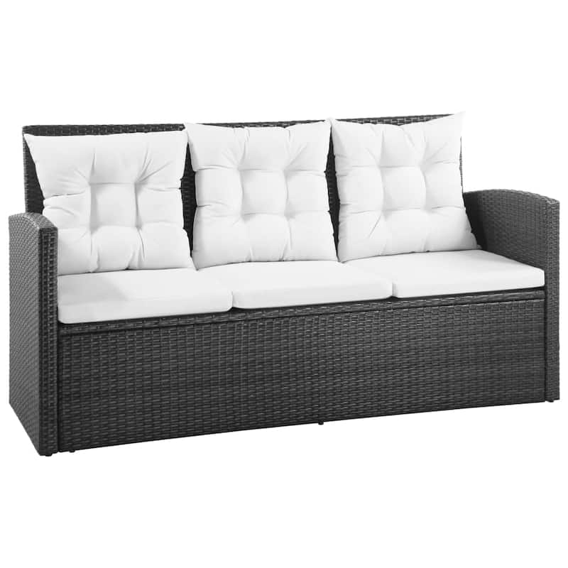 vidaXL Patio Furniture Set Conversation Set Sectional Sofa with Table Rattan - 47.2" x 27.6" x 26"