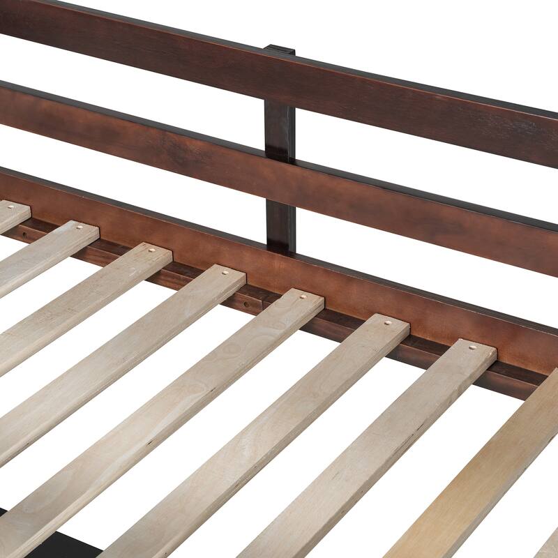 Solid Pinewood Twin Size Loft Bed with Full Length Guardrail, Wooden High Loftbed Frame with Storage Shelves and Built In Desk
