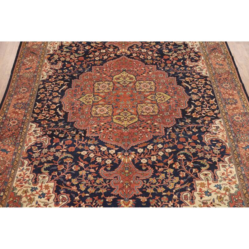 Vegetable Dye Sarouk Farahan Persian Area Rug Hand-Knotted Wool Carpet - 9'1"x 12'6"