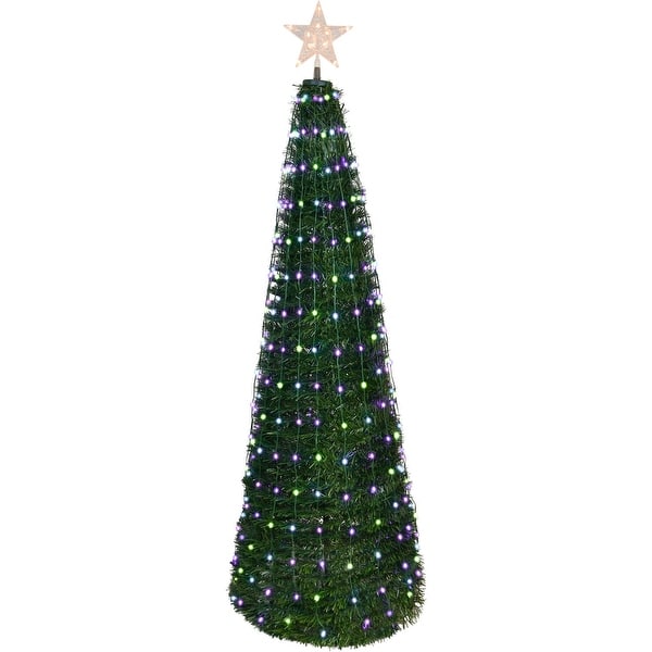 slide 2 of 5, Fraser Hill Farm 4-Ft Indoor/Outdoor Prelit Pop Up Tree with Multicolor Fairy Lights and Star Topper