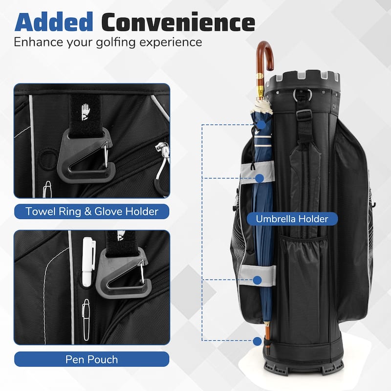 Gymax Golf Cart Bag Molded Lock Top Golf Bag w/14-Way Full Length