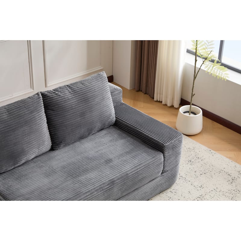 Anmytek Plush Soft Corduroy Modern Small Deep Seat Loveseat Sofa Bed with Reversible Cushions Pillows No Assembly Required