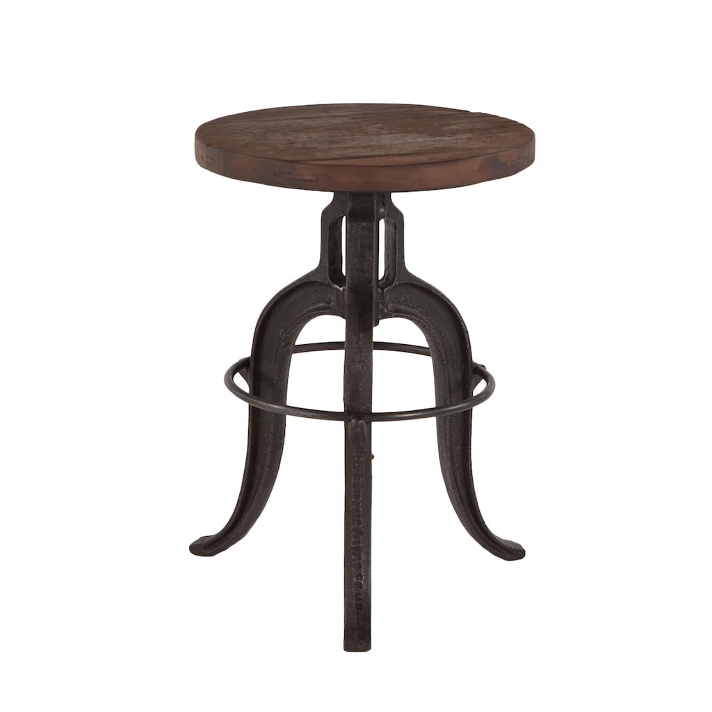 Paxton Recycled Teak Bar Stool with Cast Iron Base