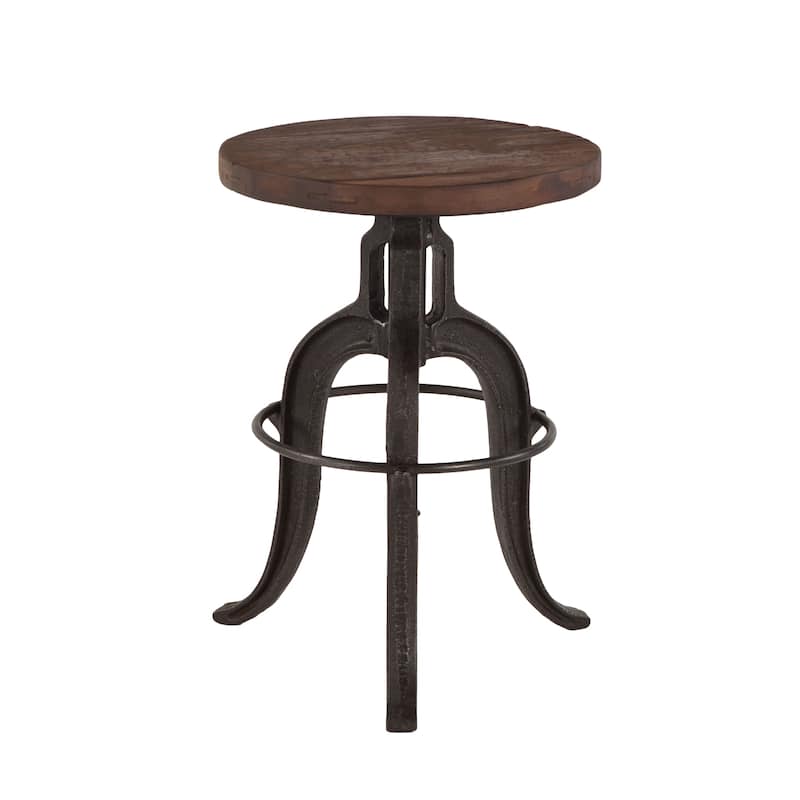 Paxton Recycled Teak Bar Stool with Cast Iron Base