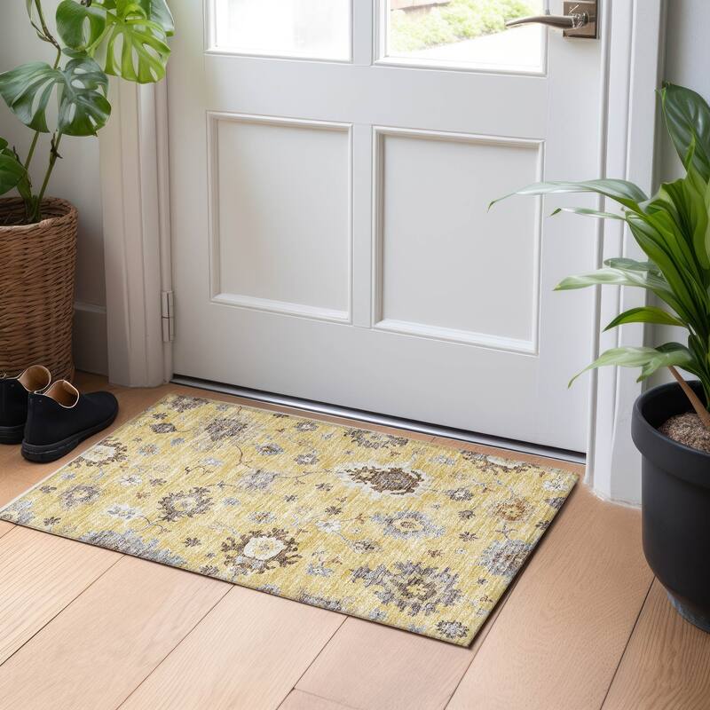 Premium Washable Super Soft Traditional Farmhouse Mayfield Rug - Gold - 1' 8" x 2' 6"