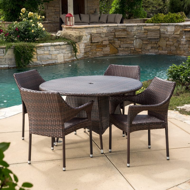 Armstrong Outdoor Multi-Brown 5-piece Dining Wicker Set by Christopher Knight Home