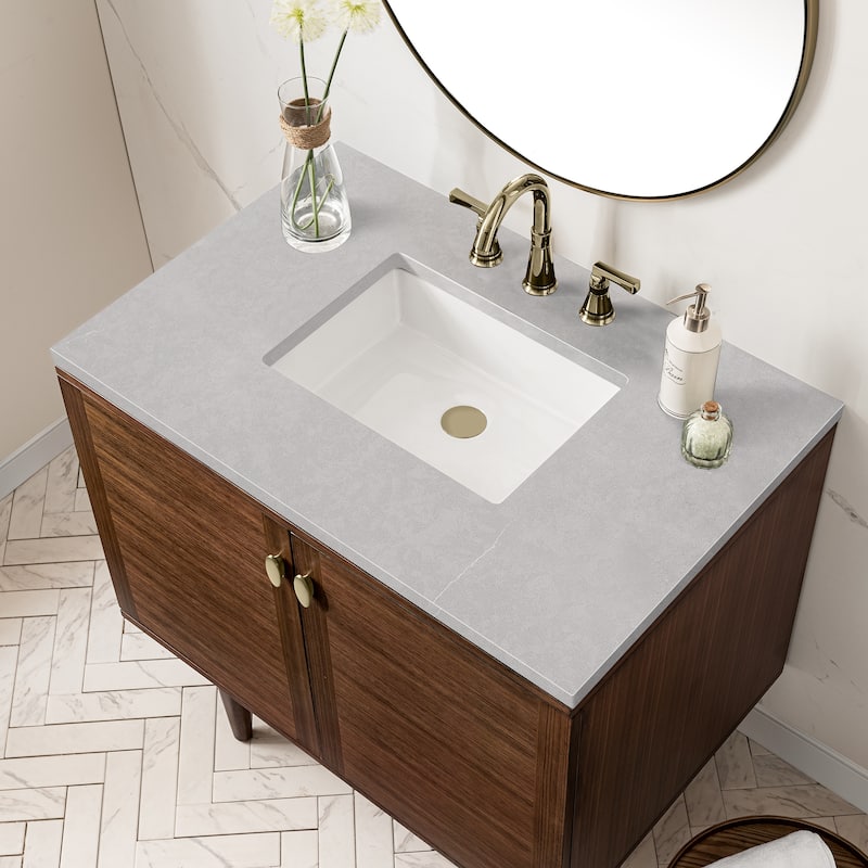 James Martin Vanities Amberly 36" Single Vanity, Mid-Century Walnut