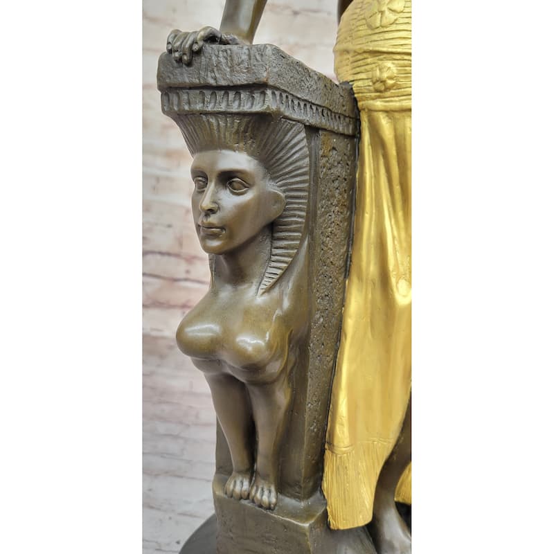 Art Deco Bronze Egyptian Girl Cleopatra Figure Sculpture Statue Original Art By Milo