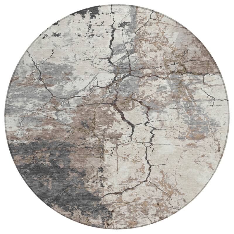 Machine Washable Indoor/ Outdoor Modern Crackle Chantille Rug