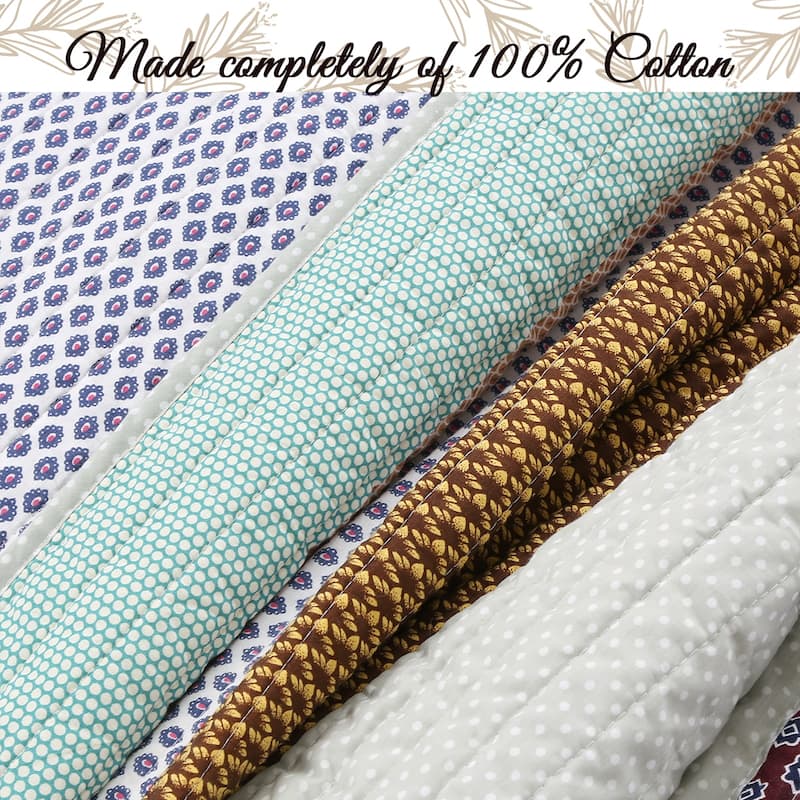 Cozy Line Striped Cotton Reversible 3-Piece Quilt Bedding Set