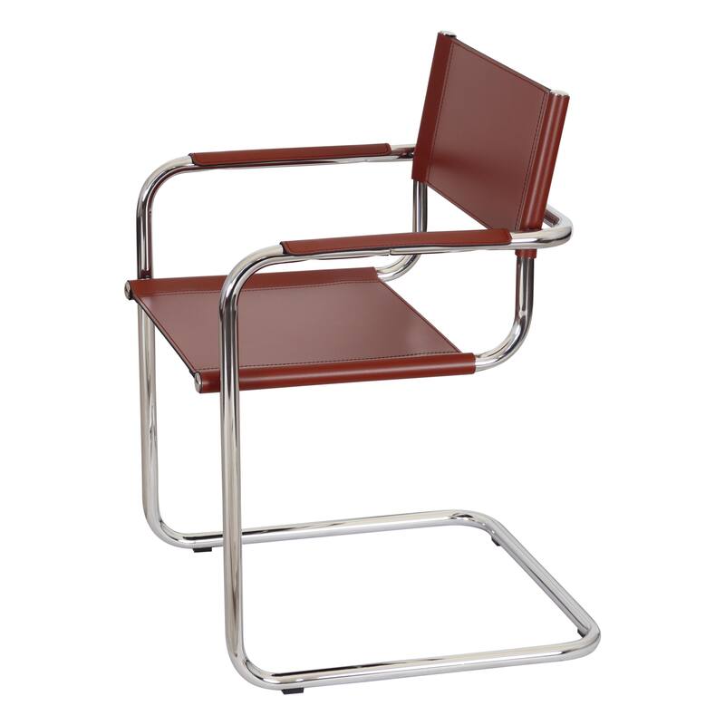 Breuer Chair Company Mart Stam Cantilever Armchair Arm Chair w/ Chrome Frame (Various Bonded Leather Colors)