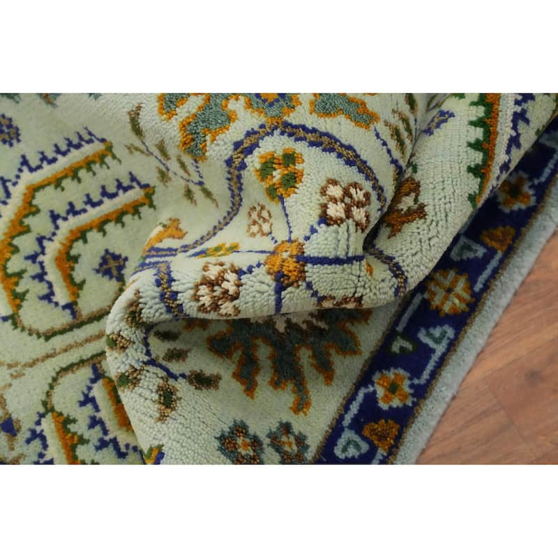 Hand Knotted Oriental 100% Wool Carpet Traditional All-Over Green Ziegler Runner Rug - 7' 11'' X 2' 6''