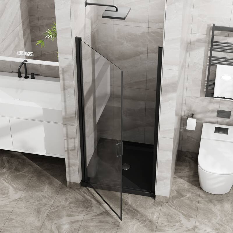 Tempered Glass Swing Shower Door - Black