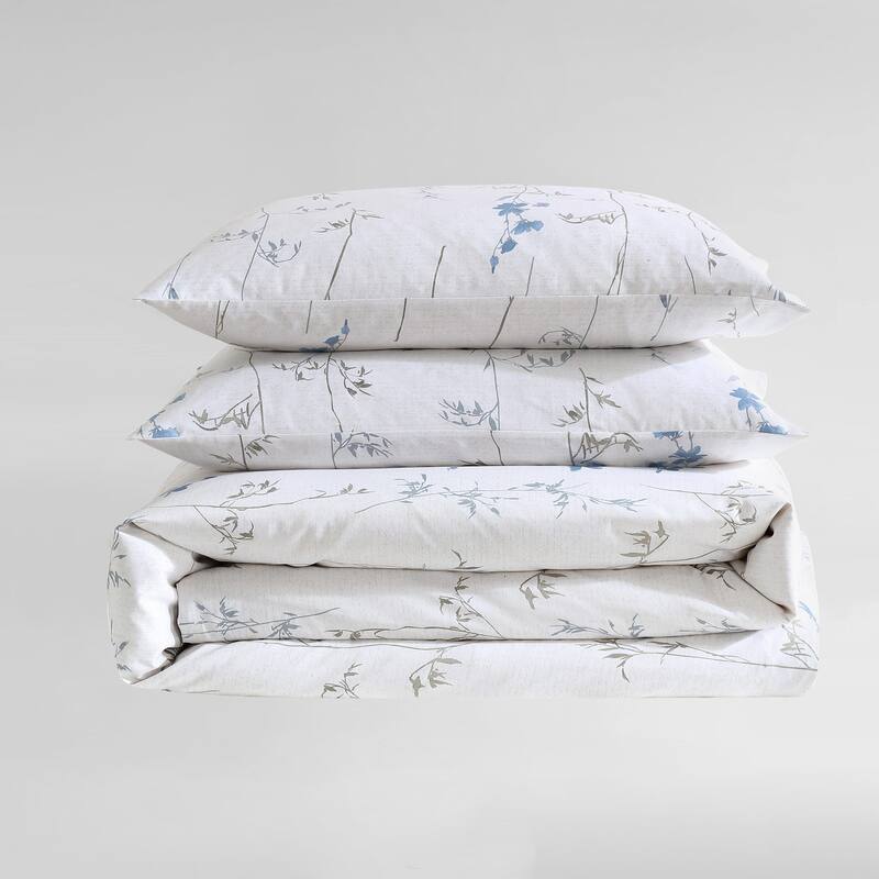 Calvin Klein Wildflower Cotton Reversible Beige Duvet Cover Set