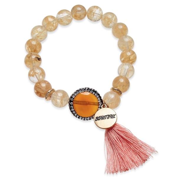 slide 1 of 8, Inspired Life Beaded Tassel and Stone Message Bracelet by Danielle Nicole