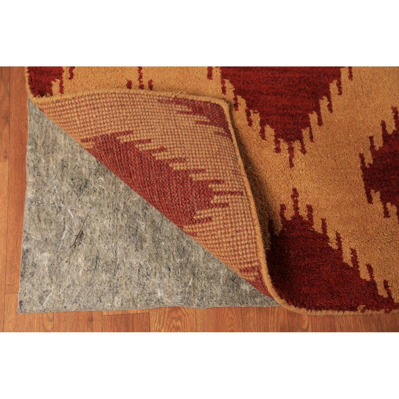 Hand Knotted Oriental 100% Wool Carpet Modern Geometric Red Moroccan Area Rug - 11' 7'' X 8' 10''
