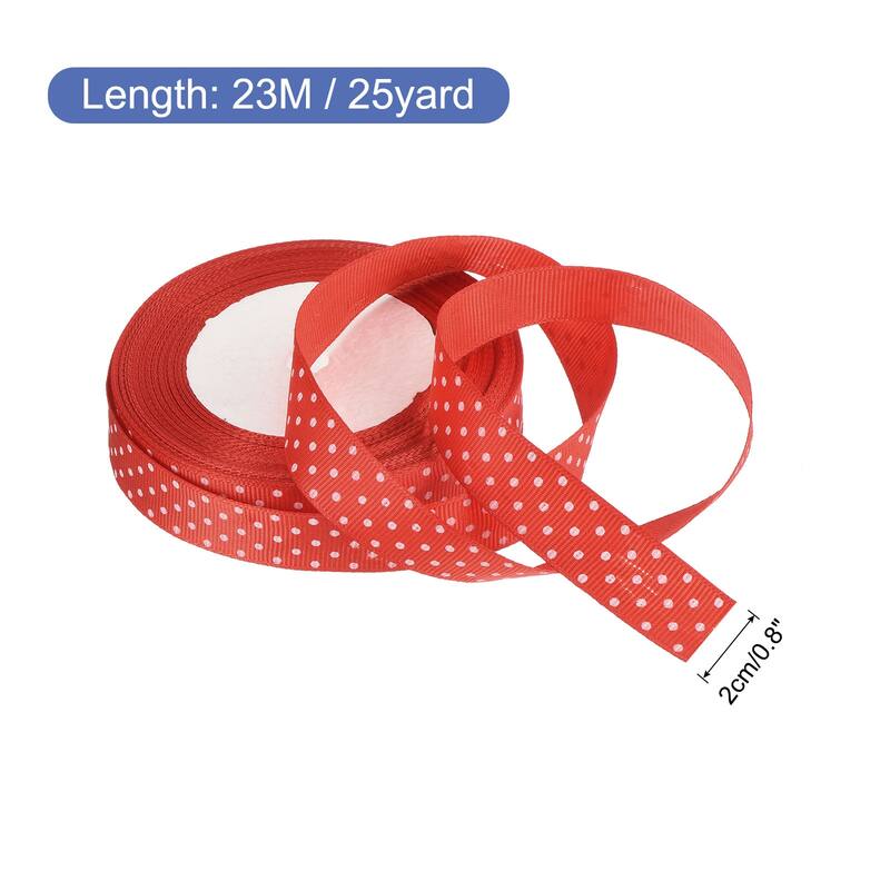 Grosgrain Ribbons with Dots Ribbon Bow Decoration - Bright Red - 25 Yards 3/4 Inch