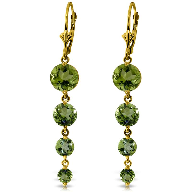 14K Solid Gold Chandelier Natural Peridot Gemstone Chandelier Earrings - Yellow